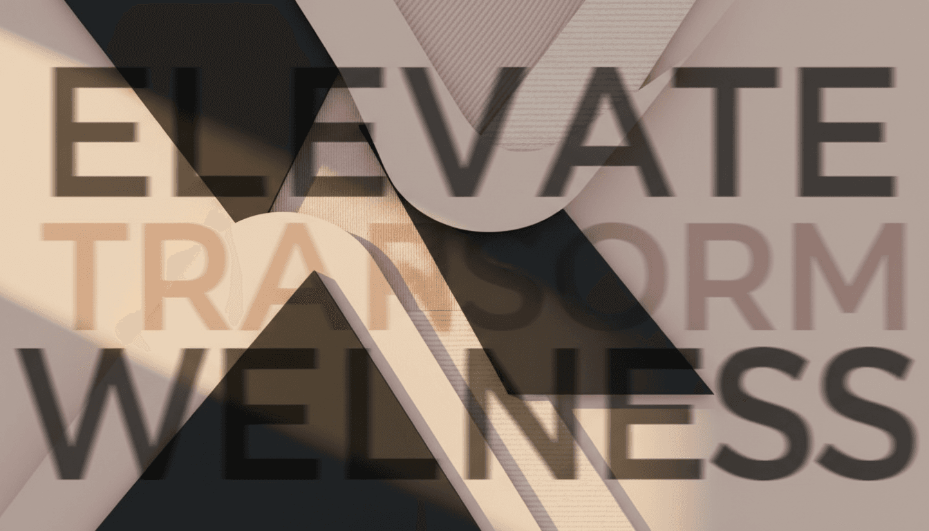 Abstract luxury wellness aesthetic with geometric shapes in pink, beige, and black tones